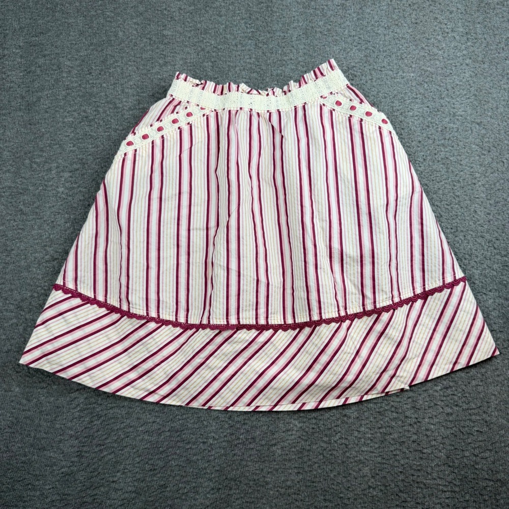 Axes Femme‎ Striped Skirt Girls 150 Pink White Lace Trim Cottagecore TC271X18K0